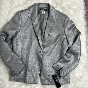 Jones New York Collections Size 16 Metallic Silver Blazer Evening Career